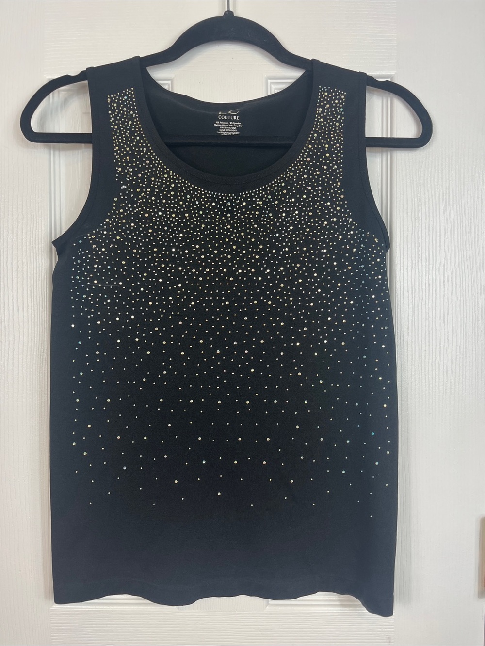 LC Couture black tank top with clear beading size L/XL. Runs small.